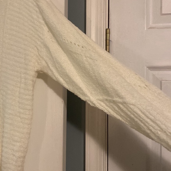 KORI White V-neck Sweater with knit detailing - Picture 3 of 5